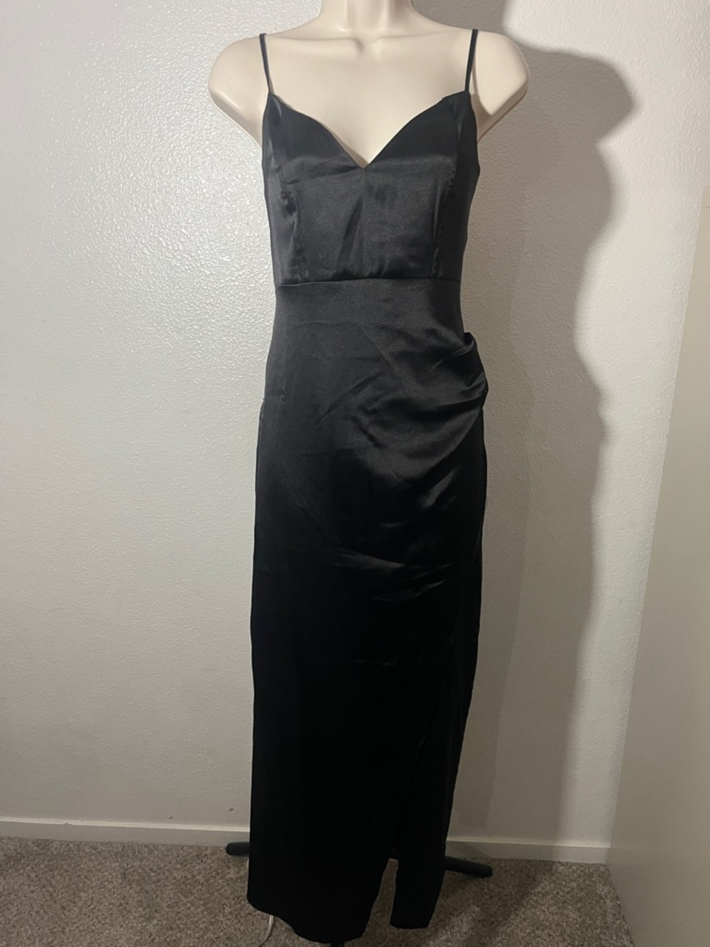 Forever 21 Black Slip Maxi Dress with Spaghetti Straps